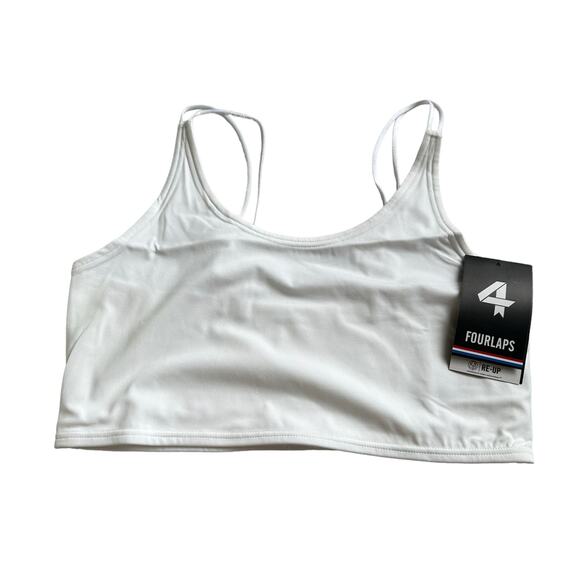 FOURLAPS Poise Longline Bra Basic White Women's Size Large NWT Run Low Impact - Picture 1 of 9